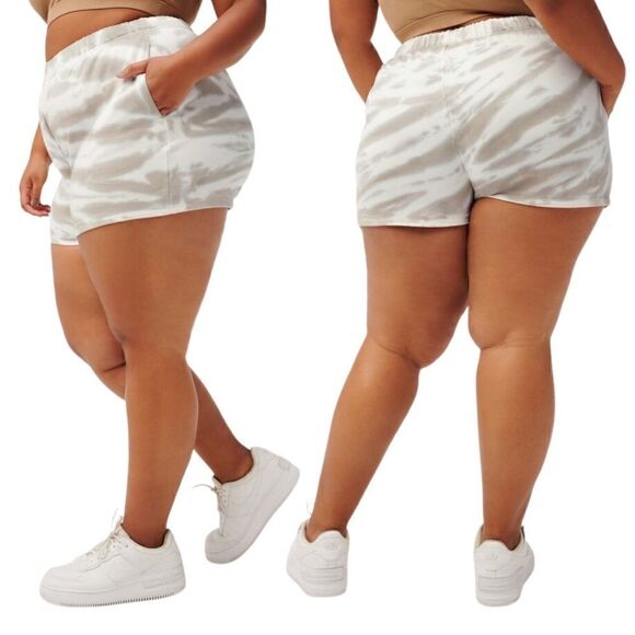 New! Good American Summer Sweat Tie Dye Drawstring Jogger Lounging Casual Shorts - Picture 2 of 7